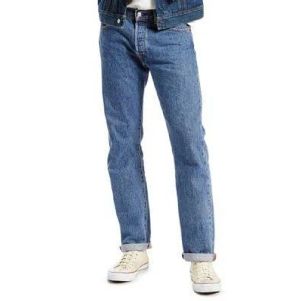 Levis 501 Original‎ Mens Straight Leg Jeans Medium Wash Blue 32x34 005010193 NEW